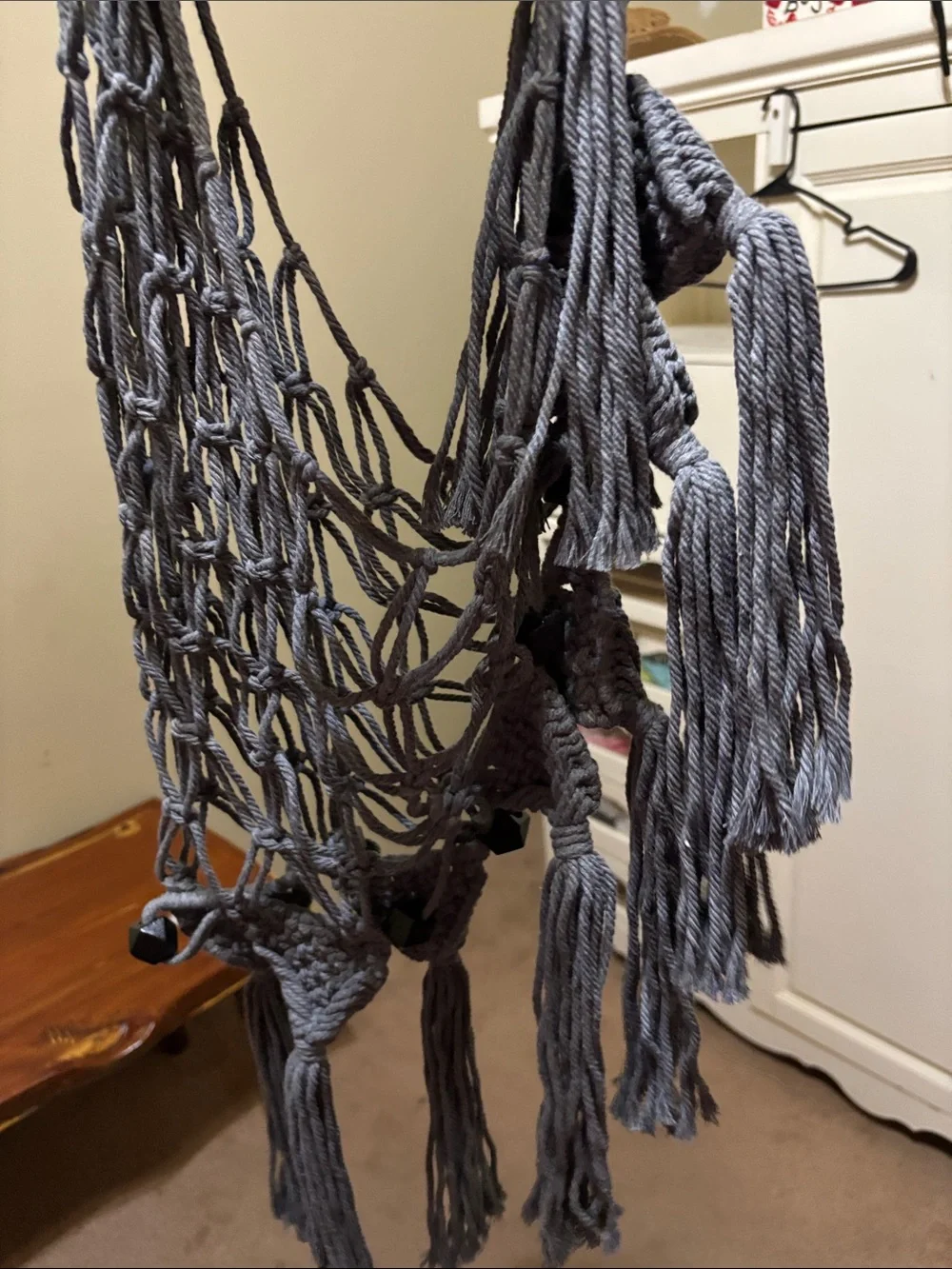 Handmade Gray Macramé Wall Hanging - Decorative Boho Accent